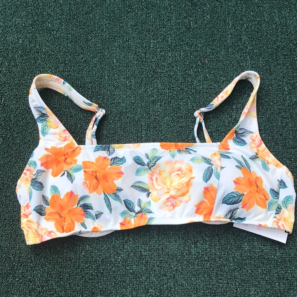 Bikini top new with tags floral XLG orange and peach flowers